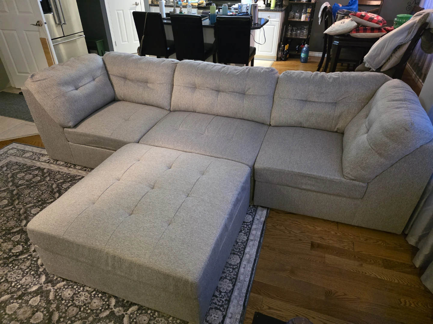 Grey Sectional Sofa with Ottoman
