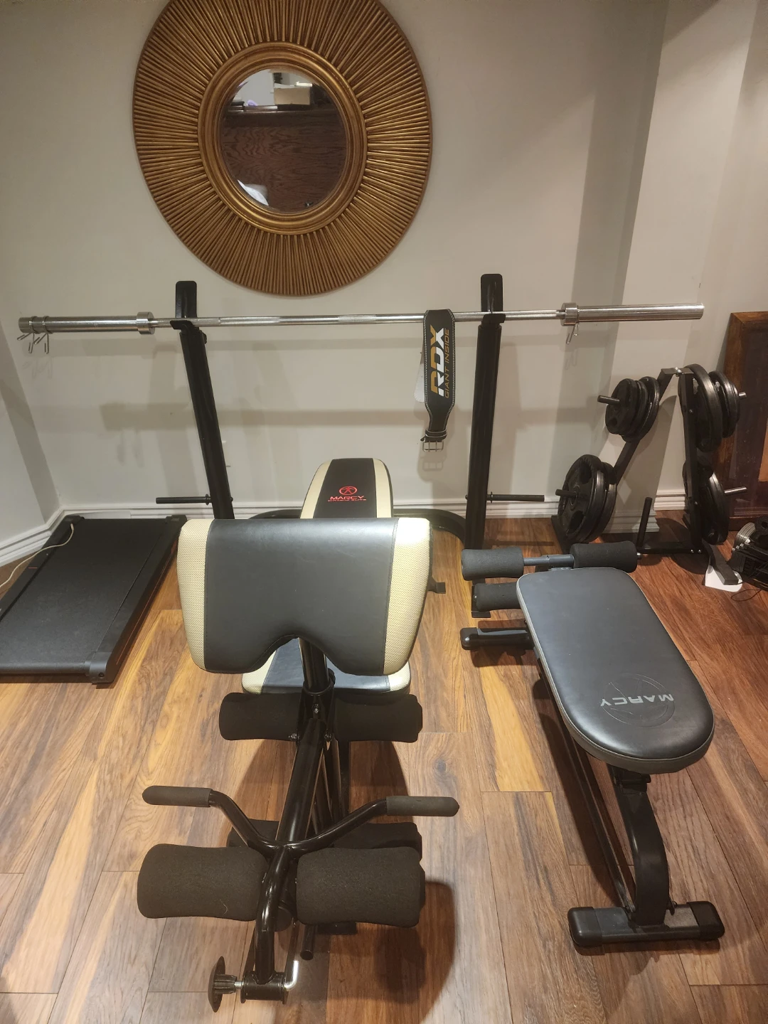 Marcy Bench Press and Weight Rack with Barbell +more 240lb