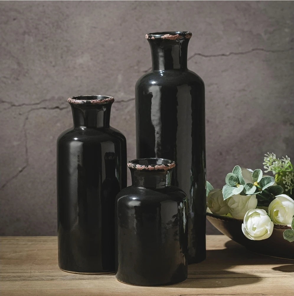 🥕Black Decorative Vases x3