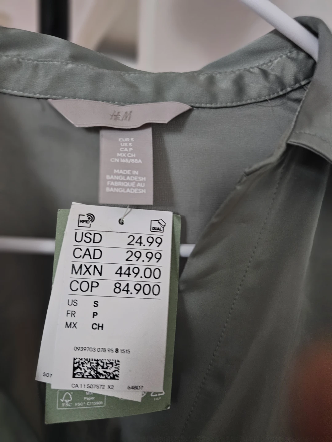 Brand New H&M Sage Green Button-Up Shirt - Size S - photo 2