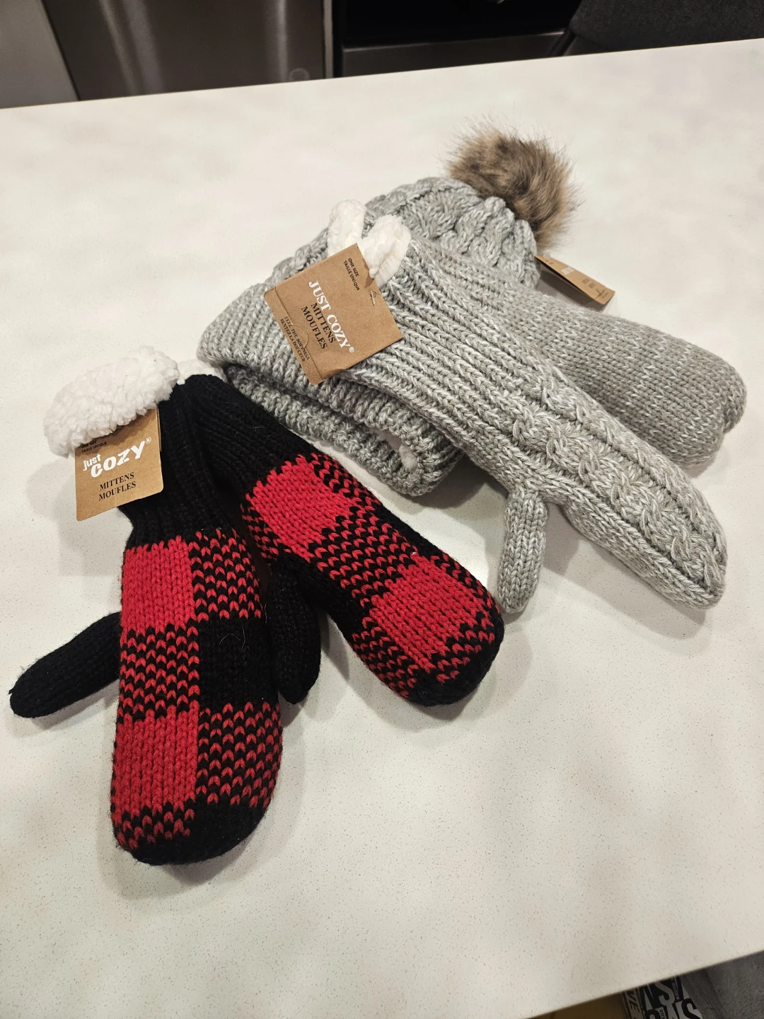 (2) Just Cozy Mittens & Hat
