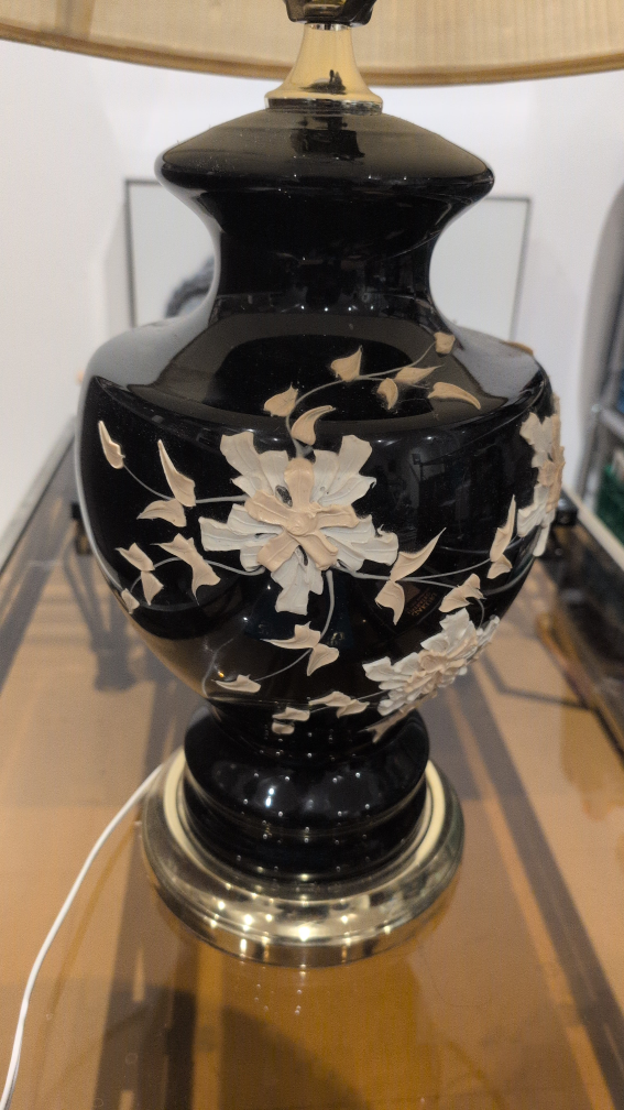 Black Floral Table Lamp - photo 2