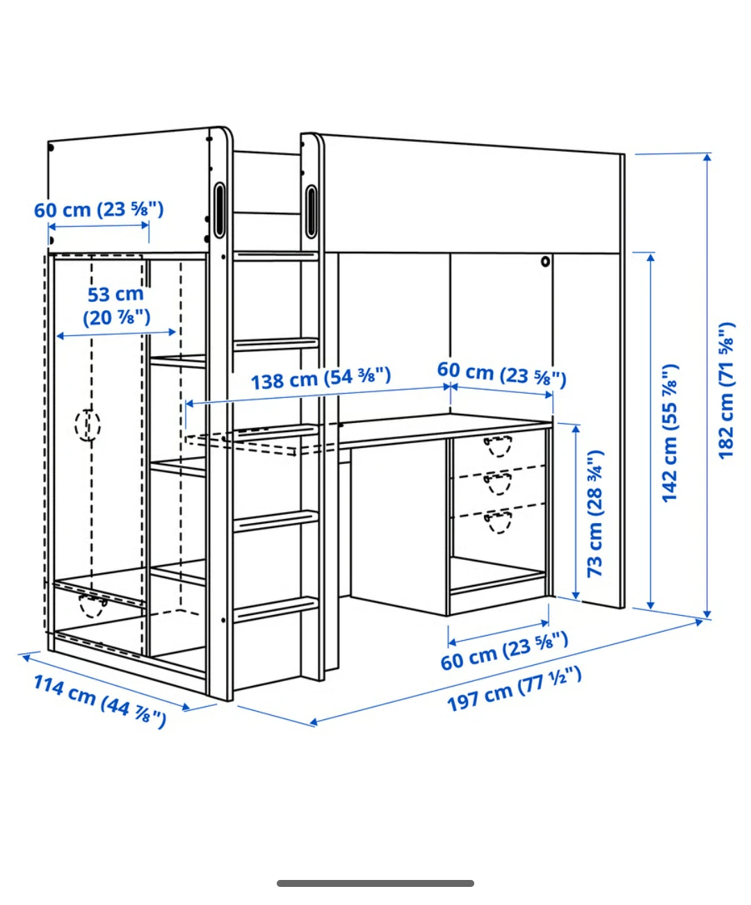 IKEA Loft Bed Frame with Desk & Storage - Twin - photo 2