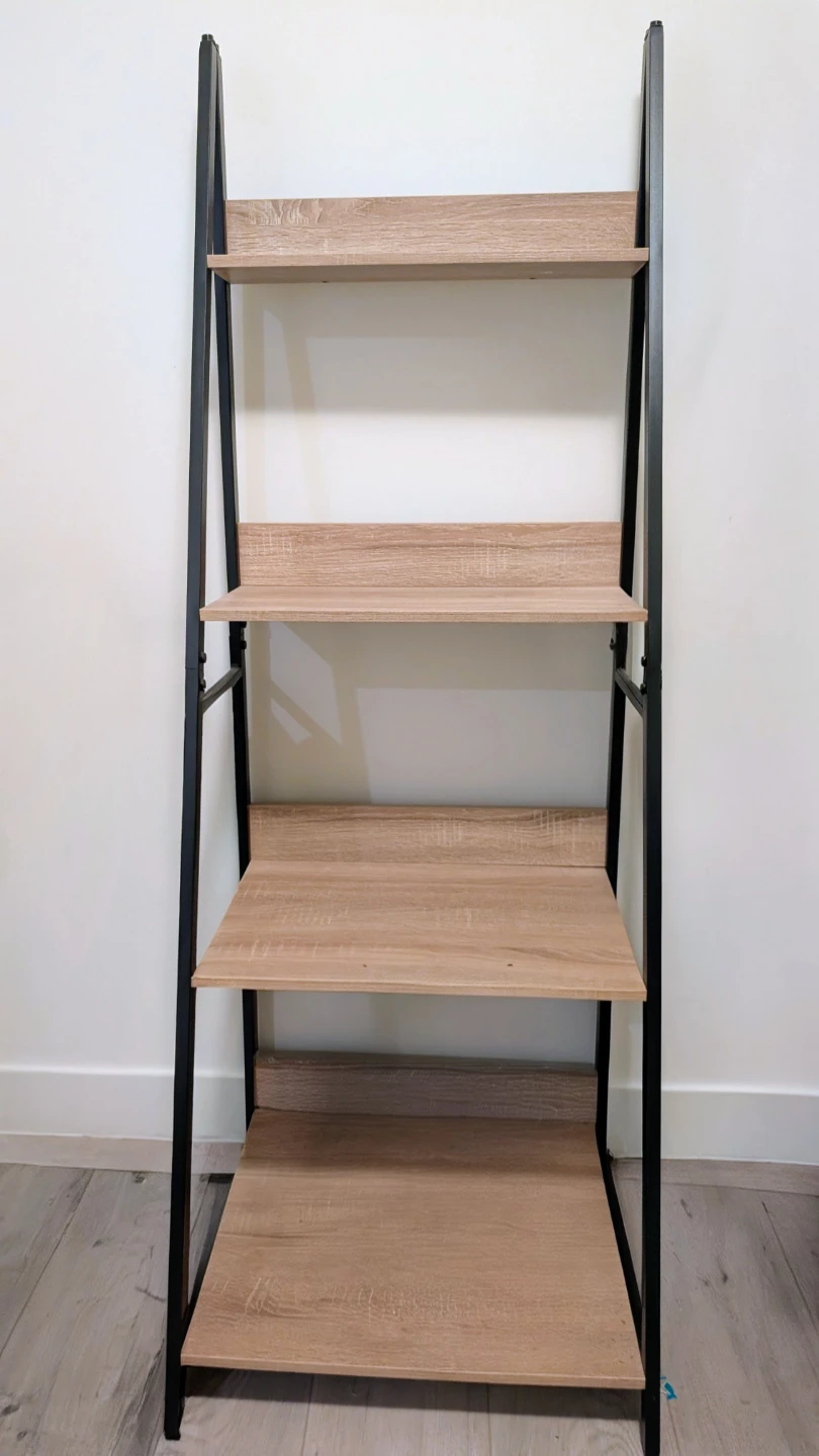 Wood and Metal 4-Tier Ladder Shelf
