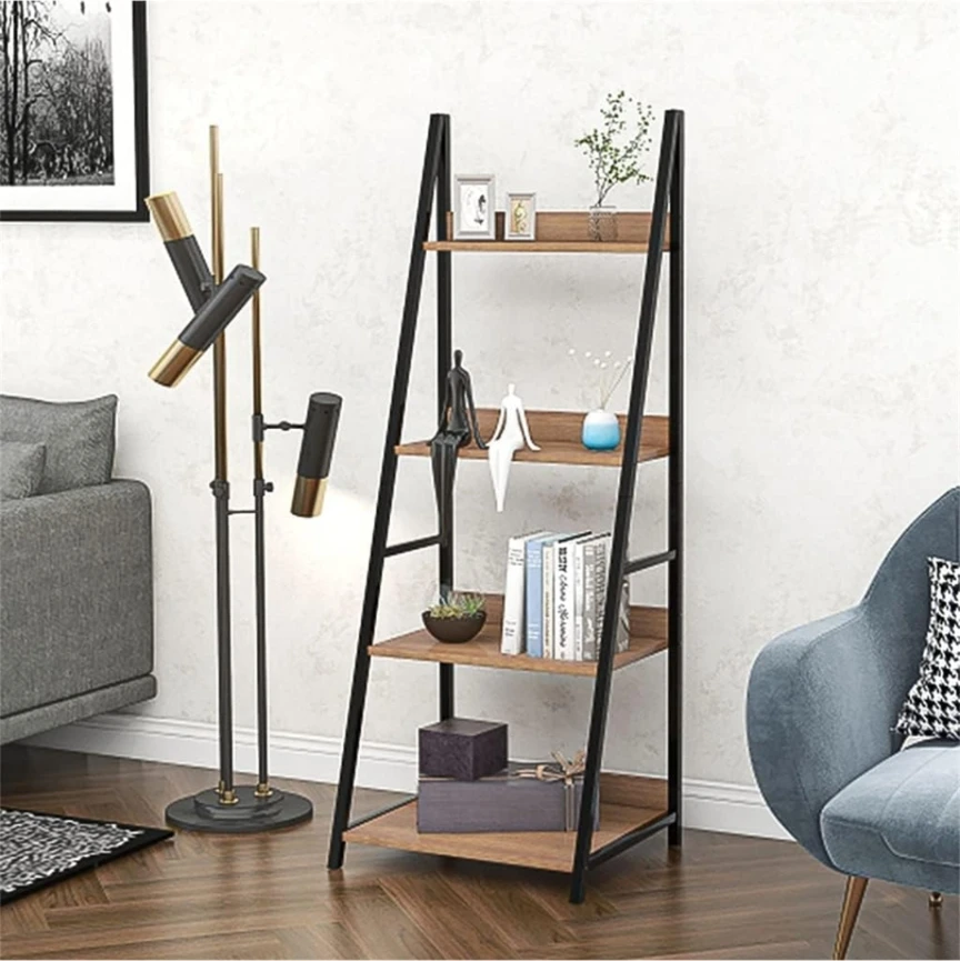 Wood and Metal 4-Tier Ladder Shelf - photo 2