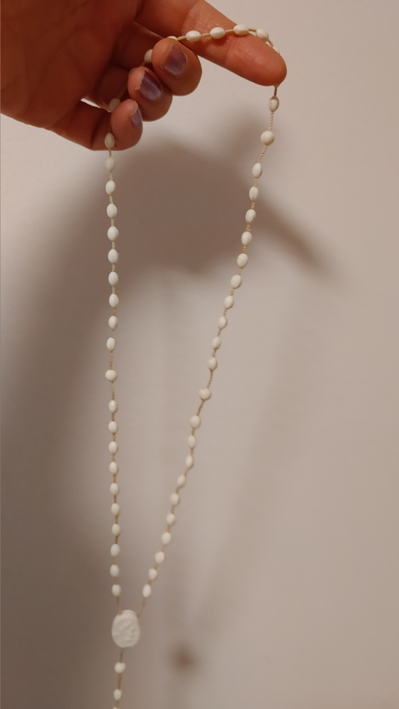 White Rosary Beads with Cross - photo 5