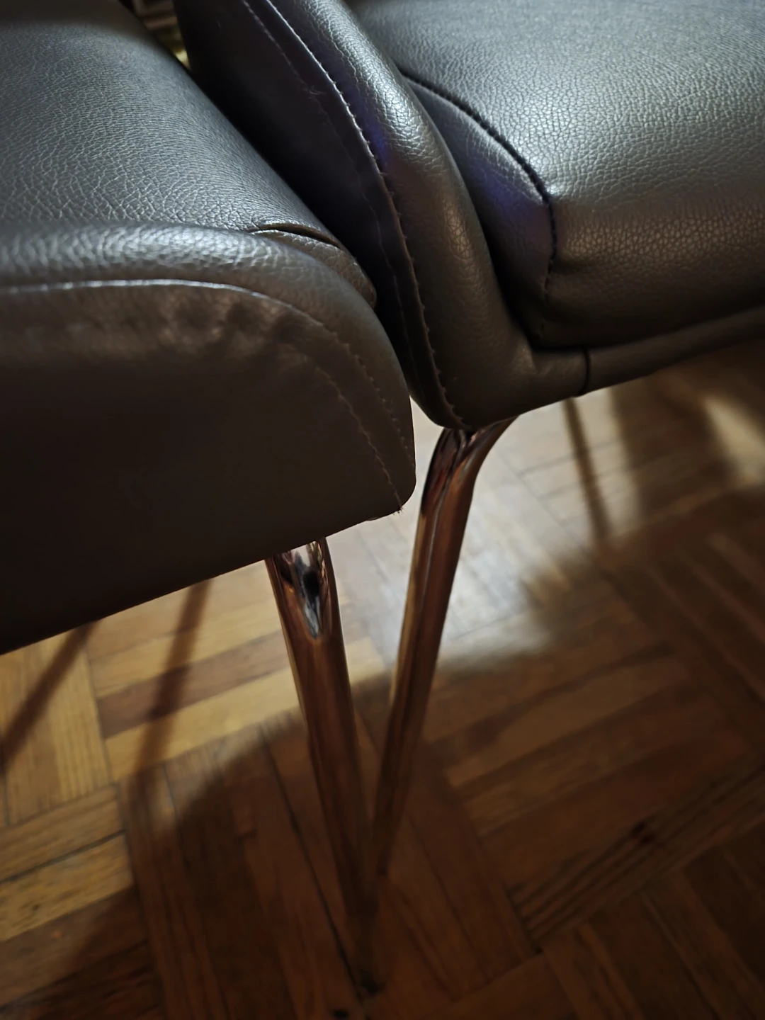 Set of 4 Grey Dining Chairs with Chrome Legs - photo 2