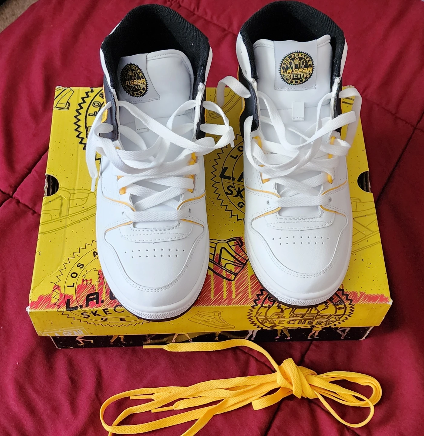 L.A. Gear Slammer Women's High-Top Sneakers White/Black/Yellow