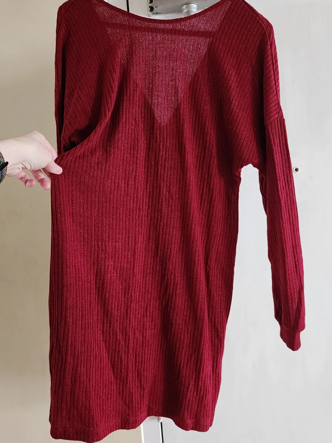Beautiful Twist Back Burgundy Long Sleeve Rib Knit Dress * NEW - photo 5