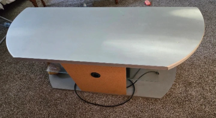 Grey TV Stand with Glass Shelf 120 ×50 cm - photo 4