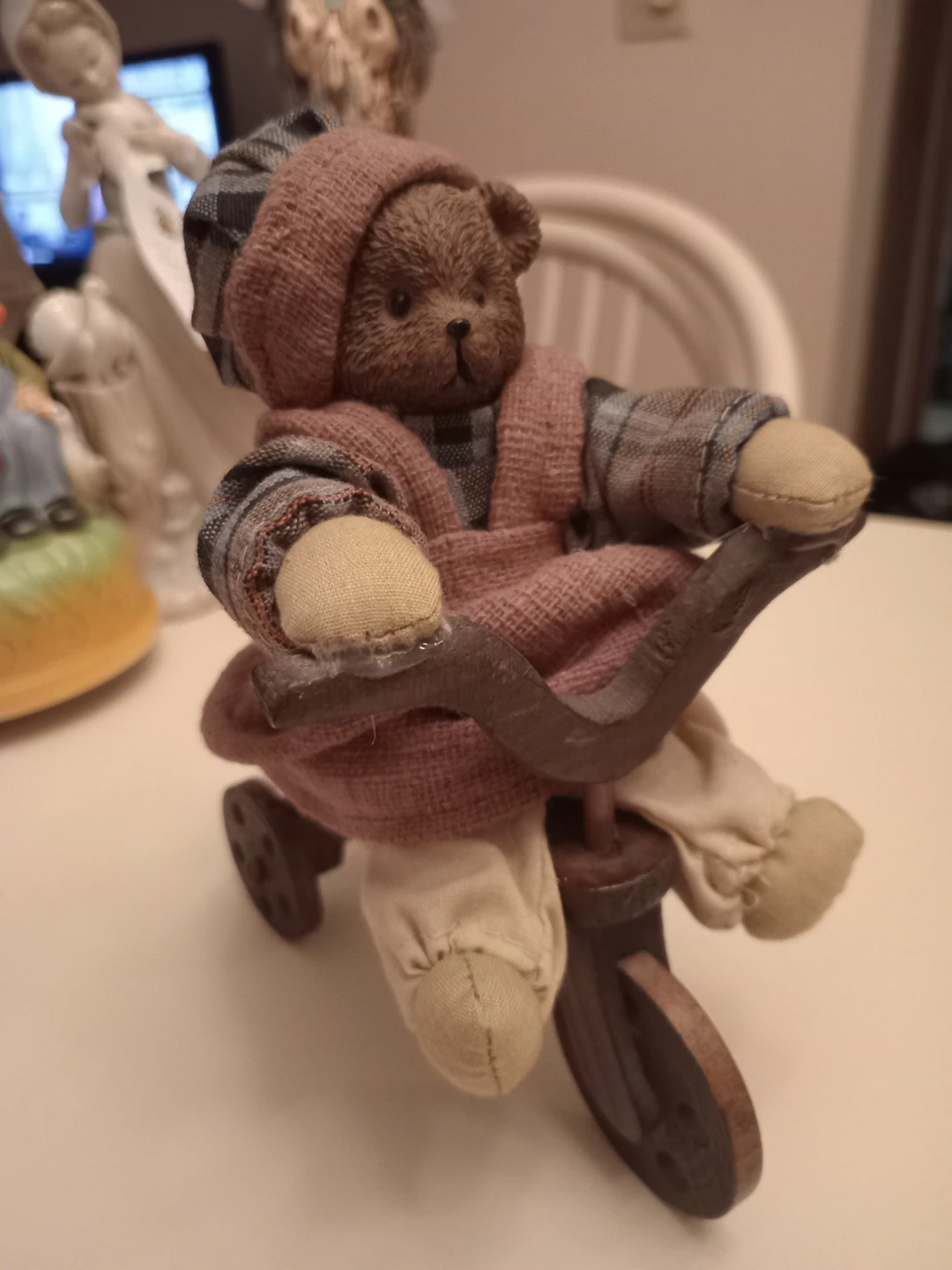 Vintage Teddy Bear on Tricycle Figurine