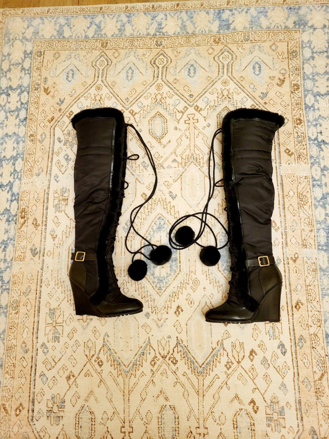 Black Over-the-Knee Wedge winter Boots