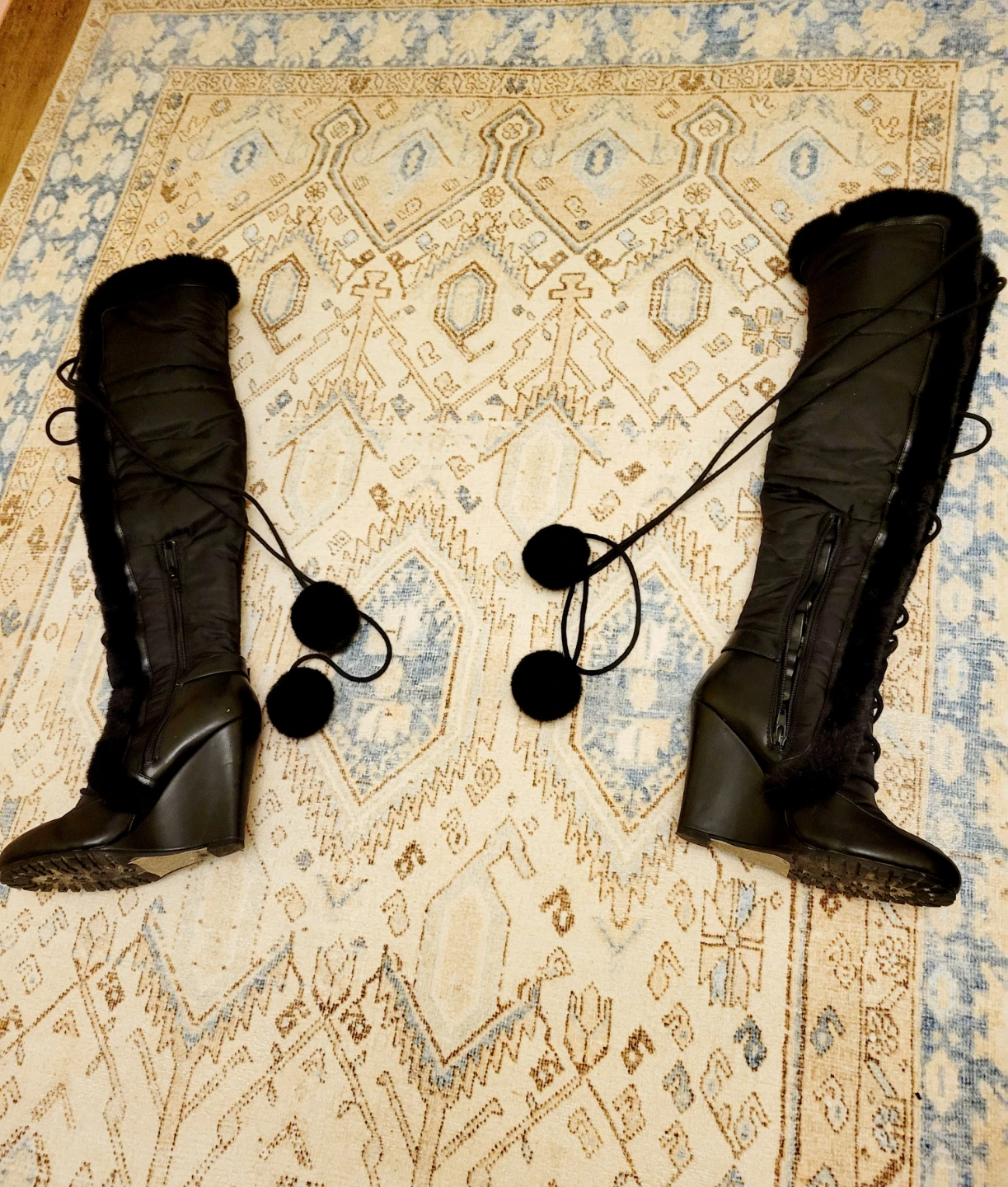 Black Over-the-Knee Wedge winter Boots - photo 3