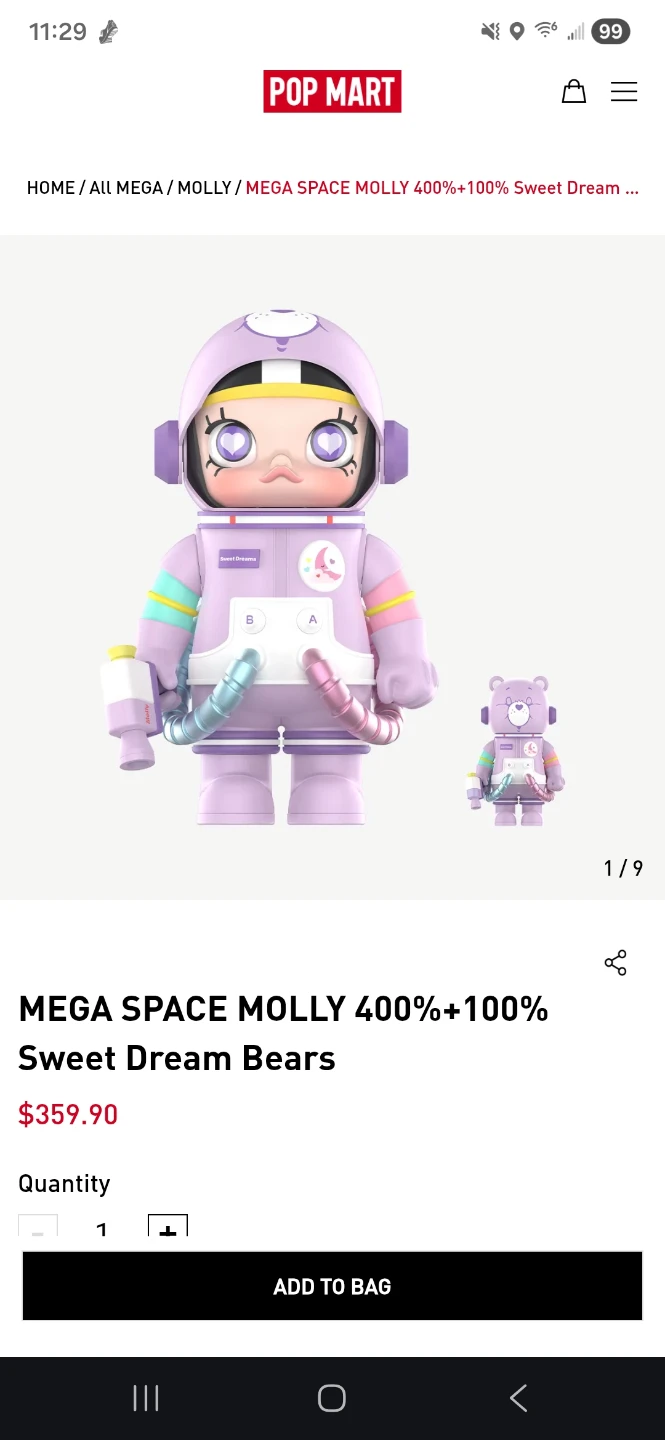 POP MART MEGA SPACE MOLLY 400%+100% Sweet Dream Bears