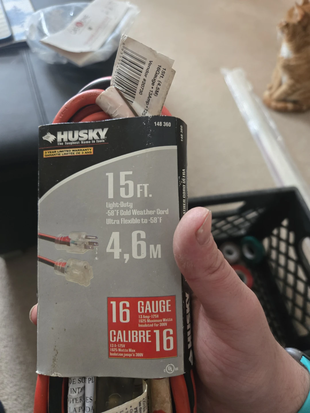 Husky 15ft Light-Duty Extension Cord