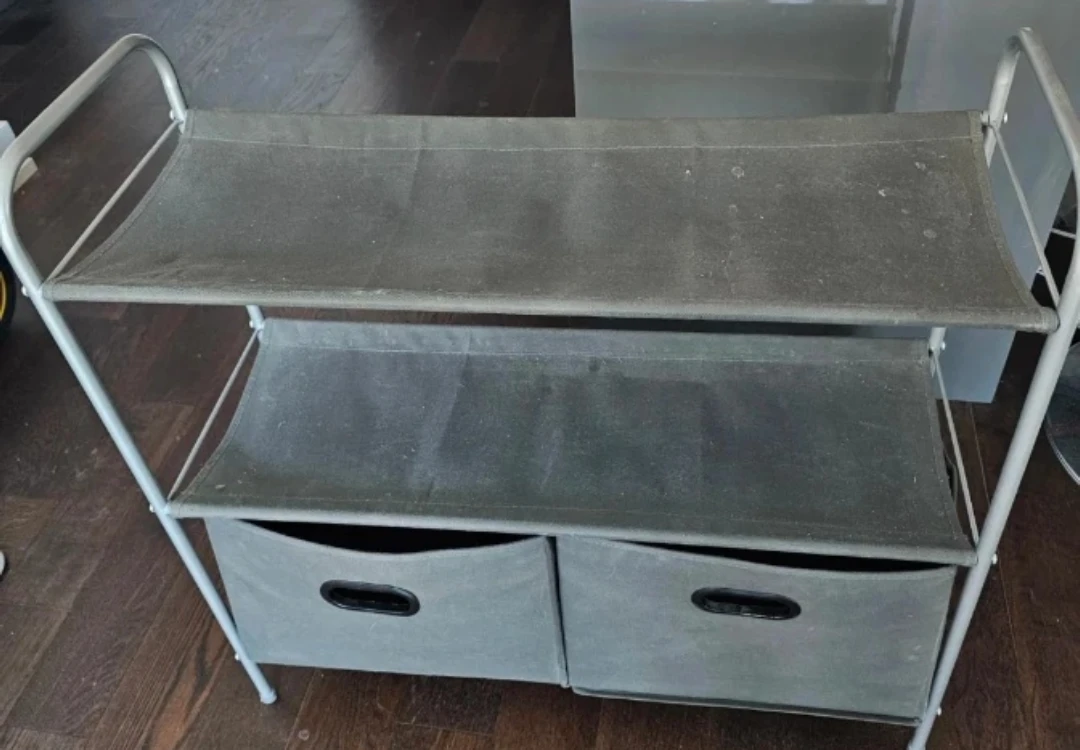 Grey Shelf with Two Storage Bins