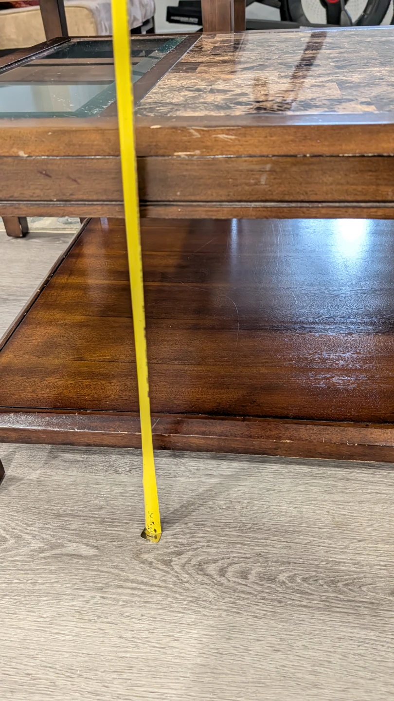 Coffee and Side Tables - Brown with faux Marble Top