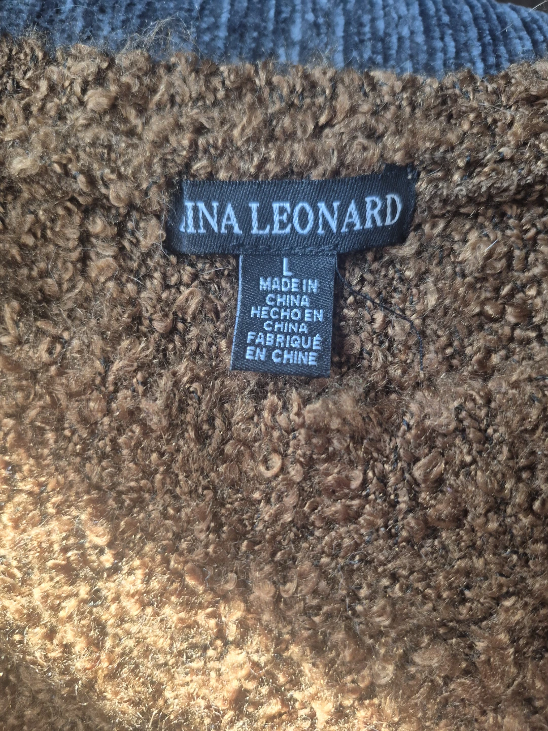 Ina Leonard Brown Textured Knit Sweater - Size L