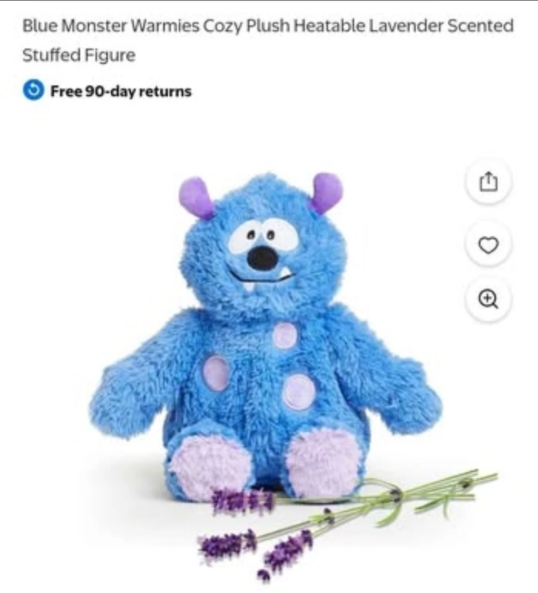 Blue Monster Warmies Cozy Plush Heatable Lavender Scented