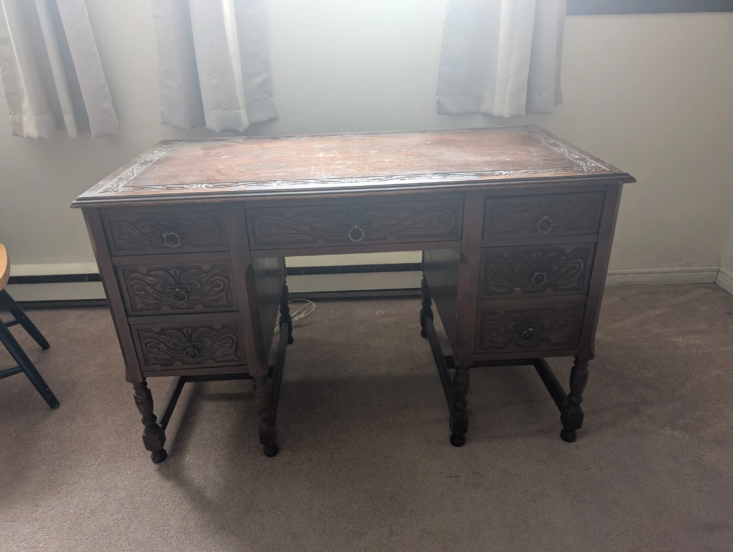Antique Carved Wood Desk
