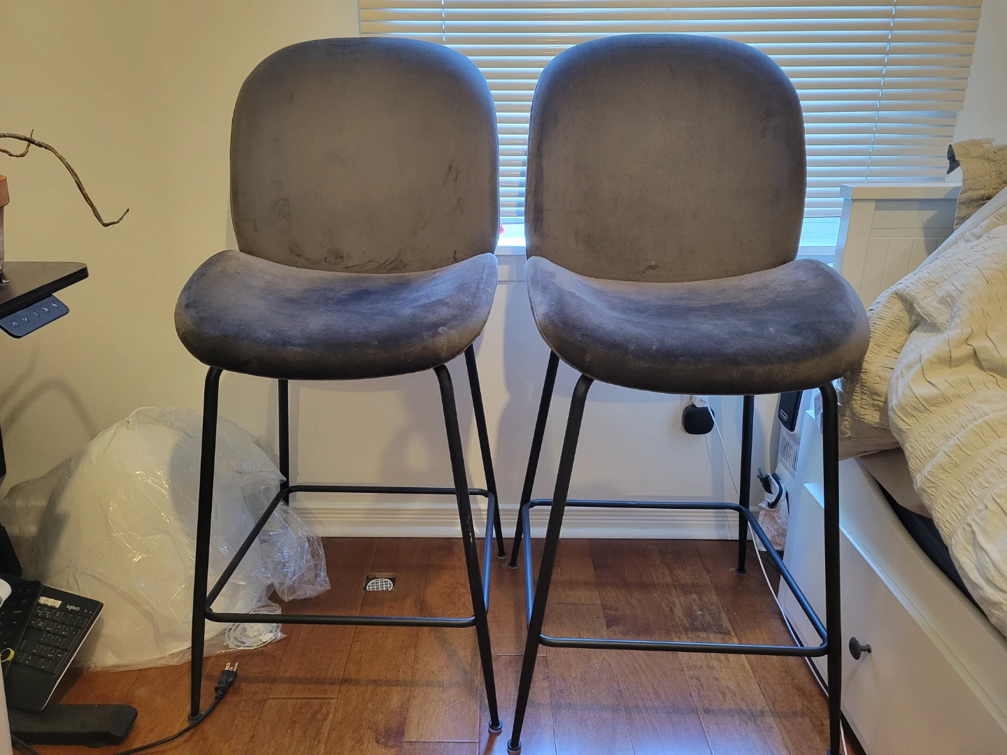 Grey Bar Stools - Set of 2