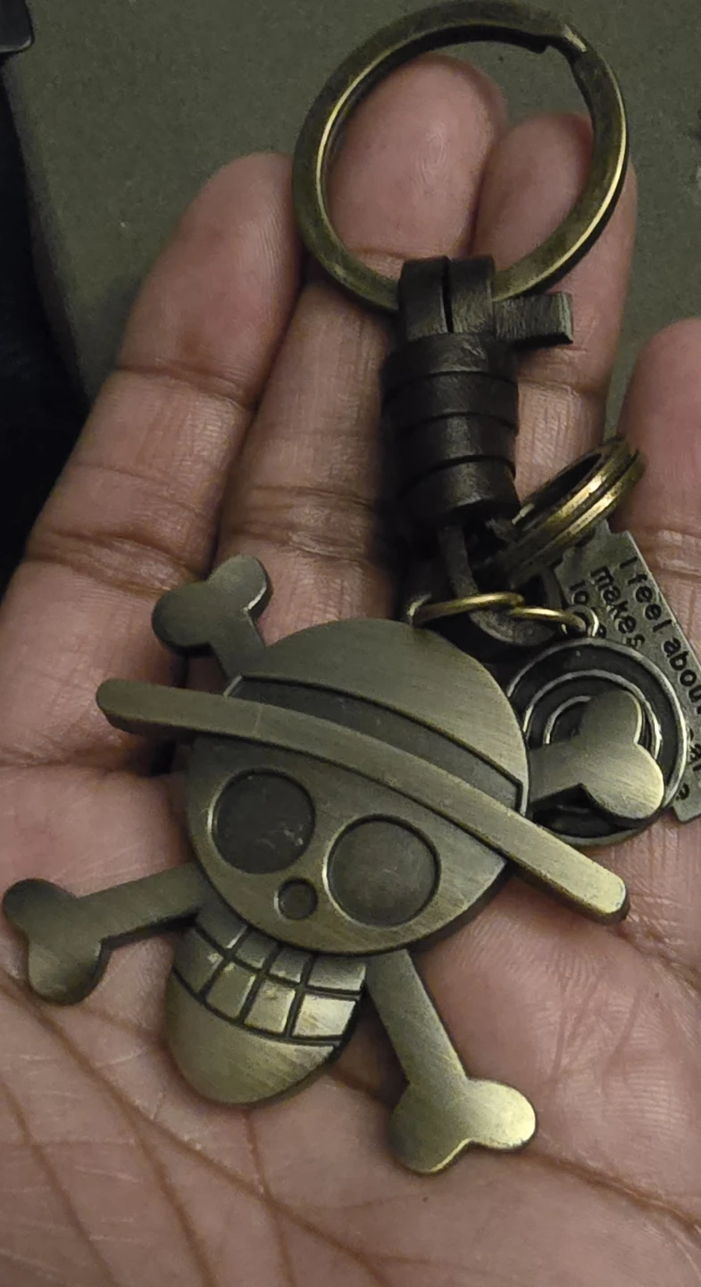 🥕One Piece Luffy Jolly Roger Metal Keychain - photo 3