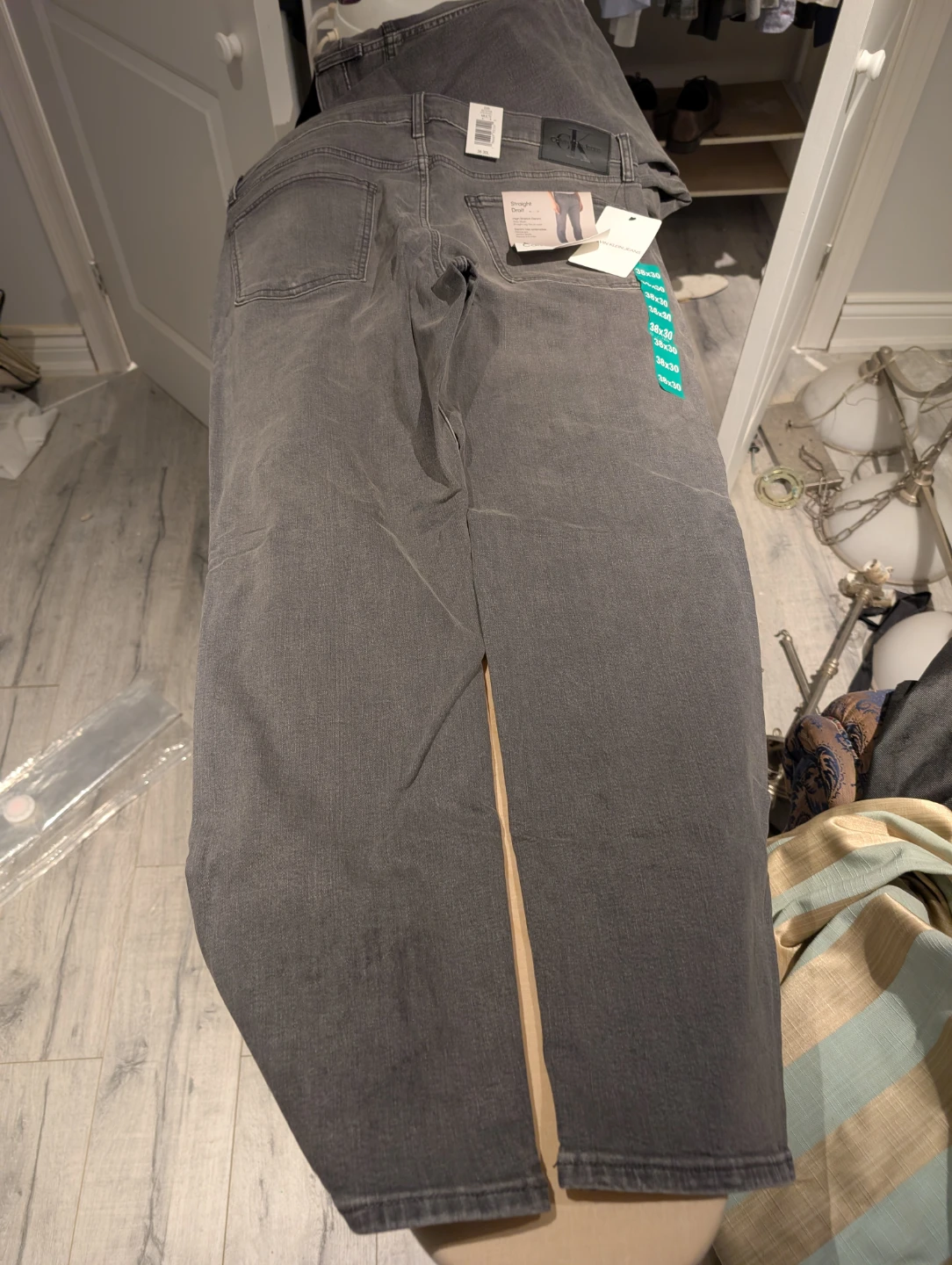 Calvin Klein Jeans Men's Straight Fit Grey Denim Jeans - photo 3