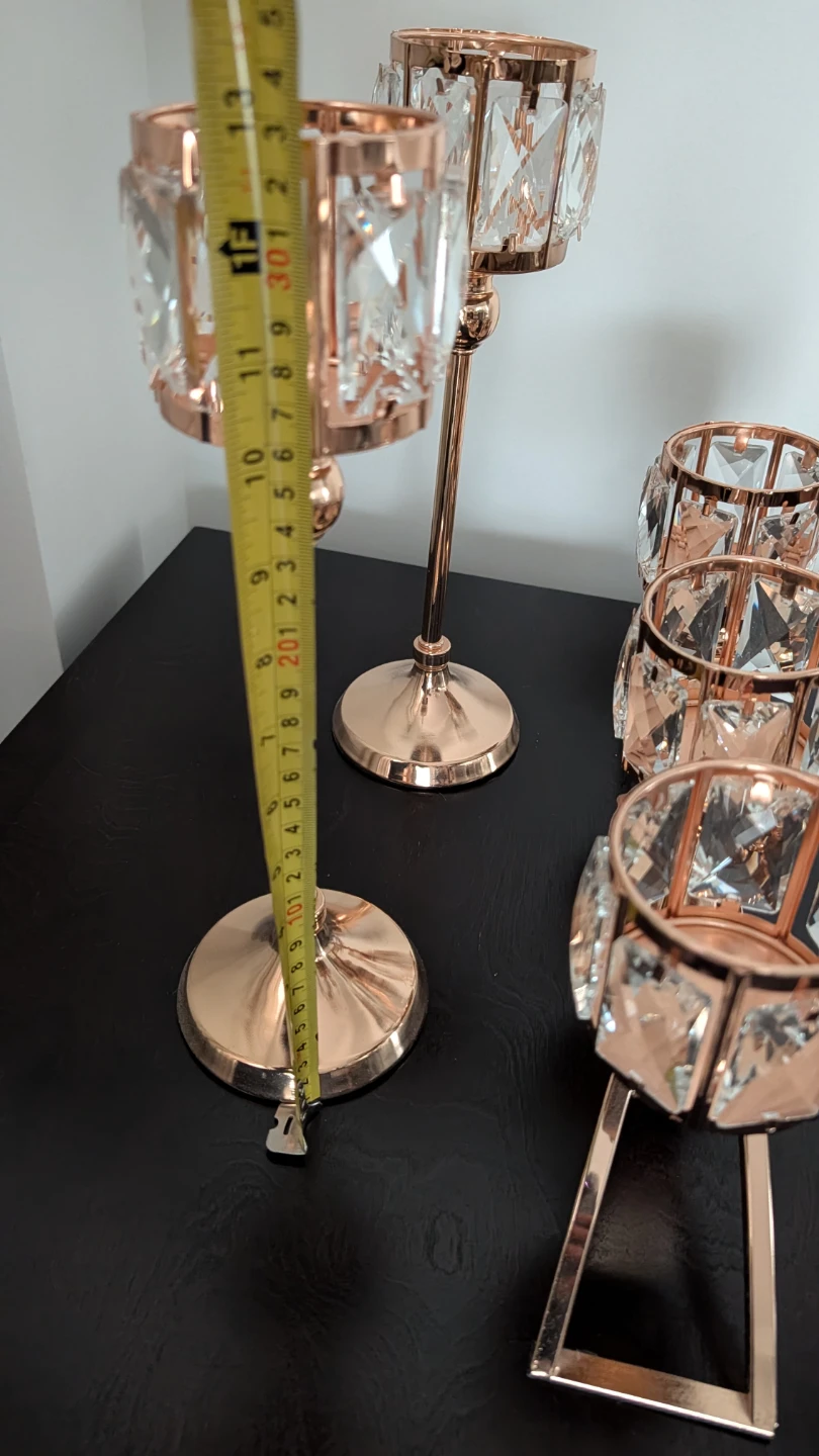 Rose Gold Crystal Candle Holders (Set of 3) - photo 3