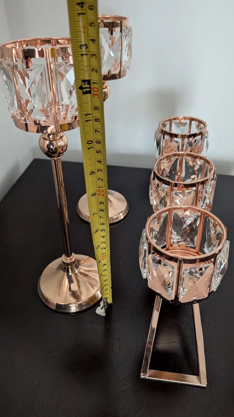 Rose Gold Crystal Candle Holders (Set of 3) - photo 4