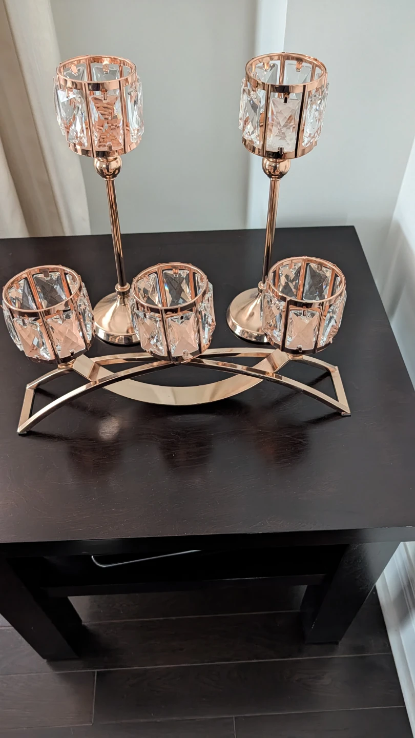 Rose Gold Crystal Candle Holders (Set of 3)