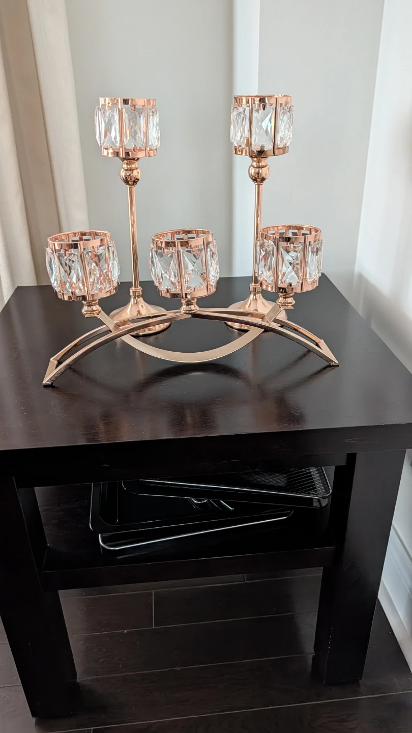 Rose Gold Crystal Candle Holders (Set of 3) - photo 2