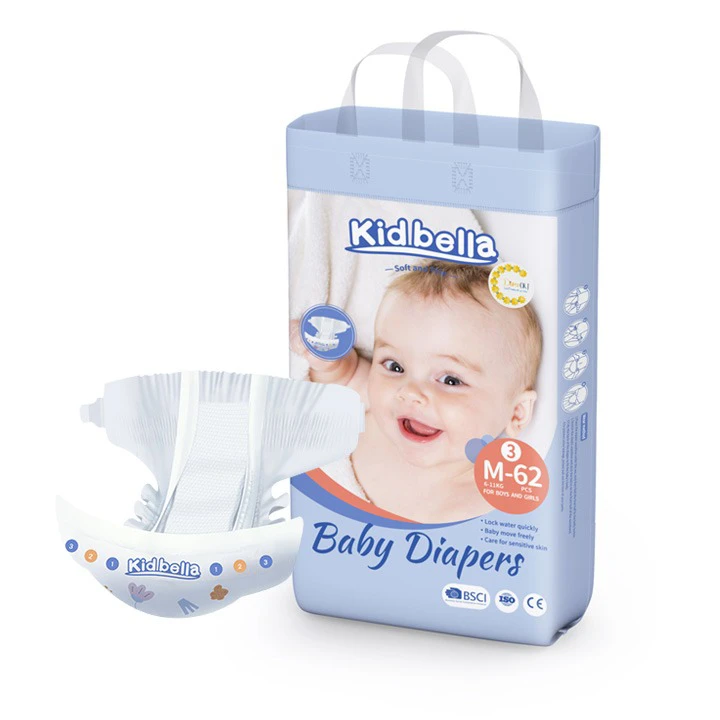 Kidbella Baby Diapers Size M - 62 Pcs