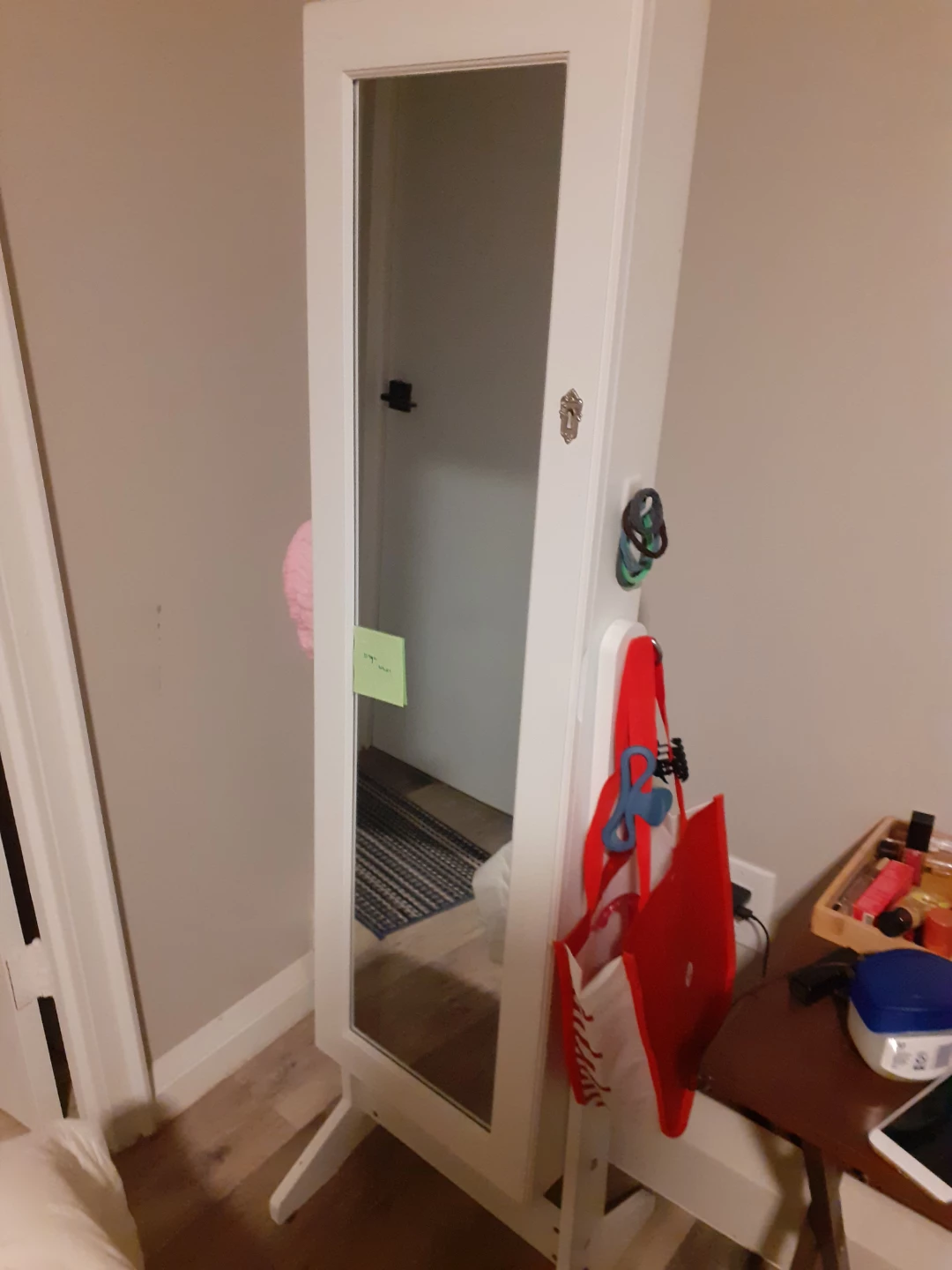White Standing Jewelry Mirror