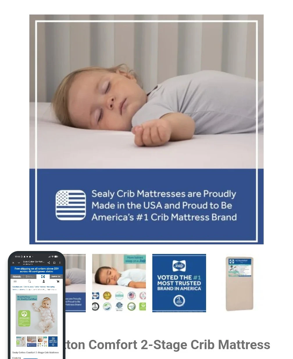 Sealy Cotton Comfort 2-Stage Crib Mattress - photo 2