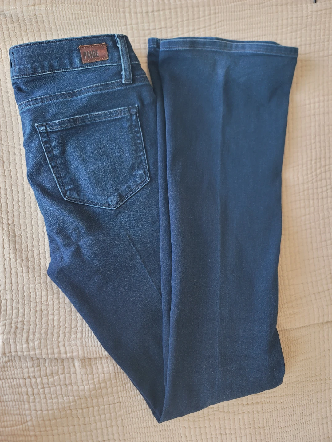 PAIGE Dark Blue Flare Sz 27 Indigo Flare Wide Denim Retro - photo 5