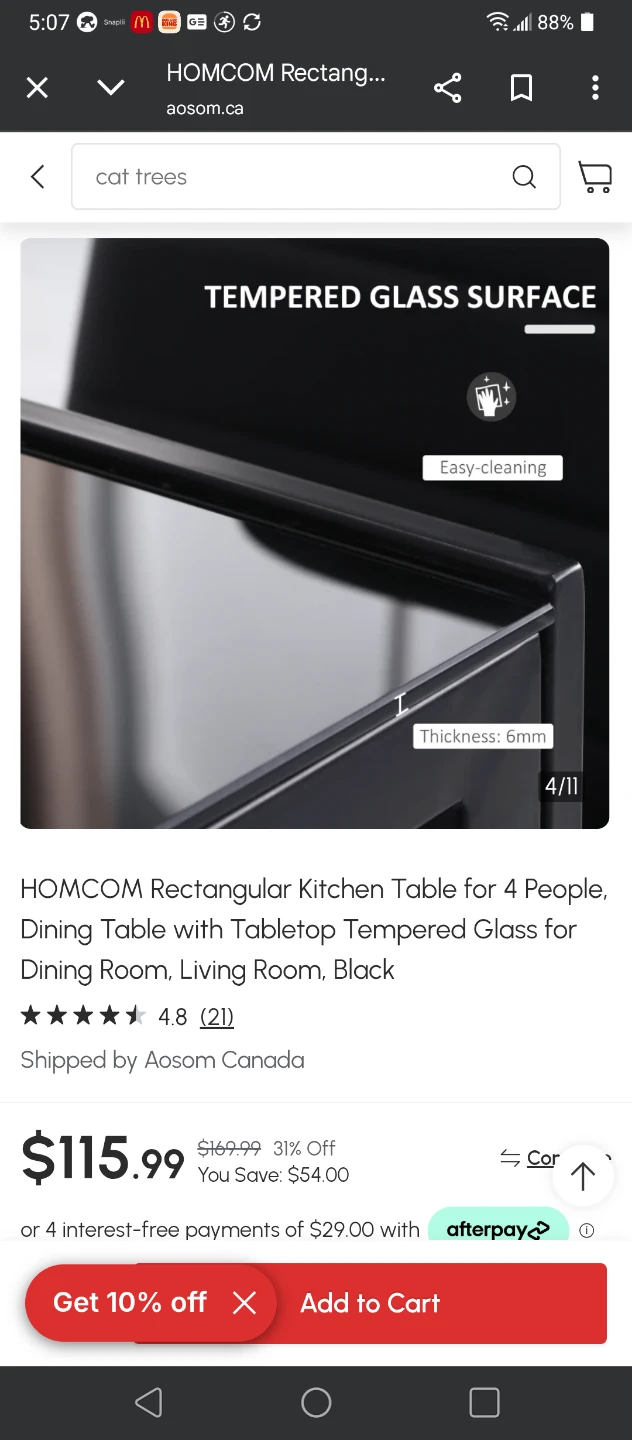 🧡NEW BLACK DINING KITCHEN TEMPERED GLASS TABLE - photo 3