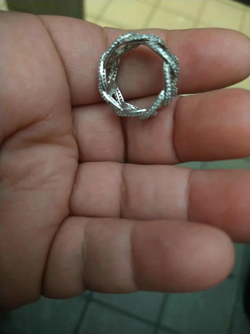 Silver Braided Ring with zirconia - photo 3