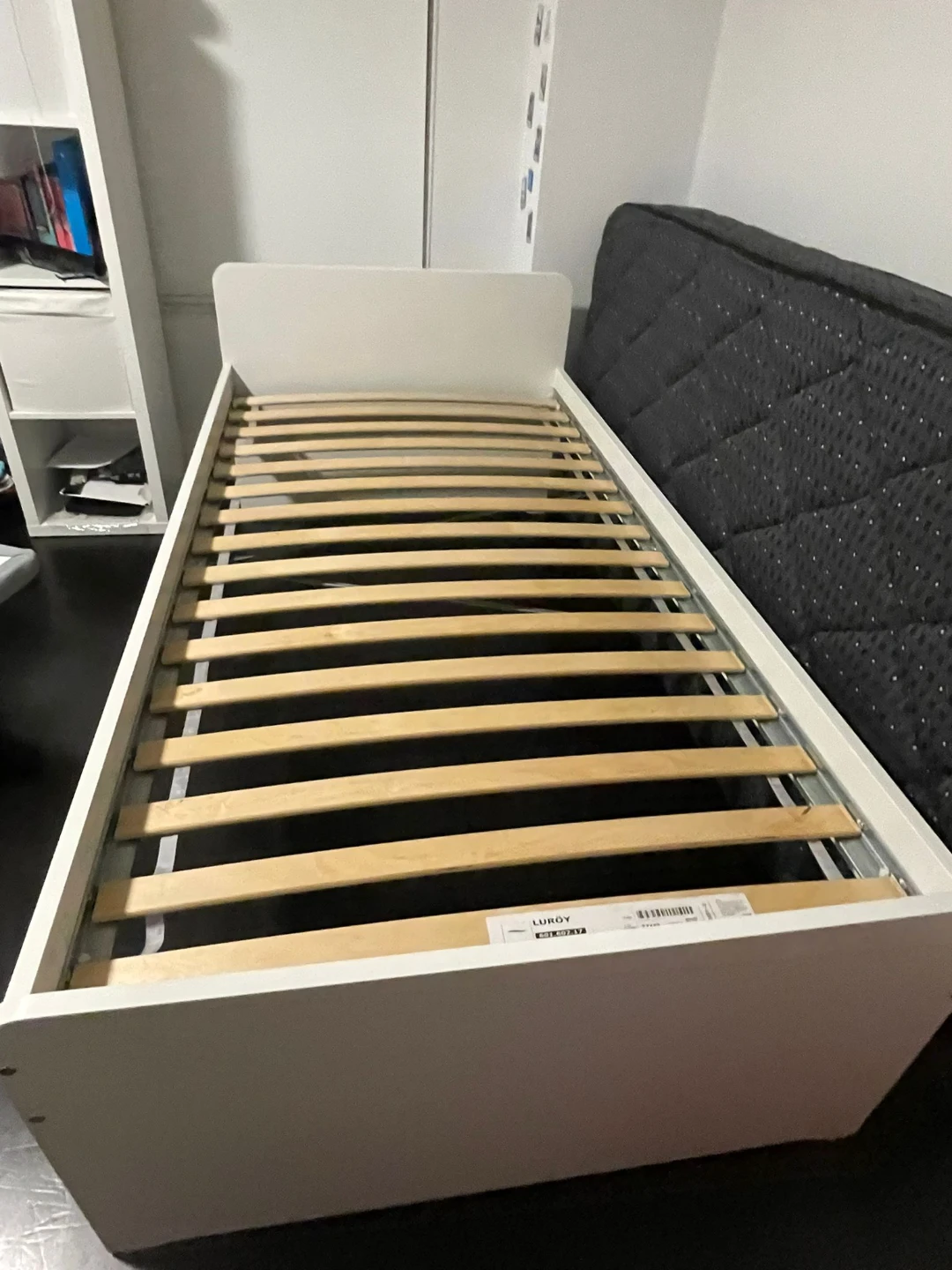White Twin Bed with mattress and storage - photo 2