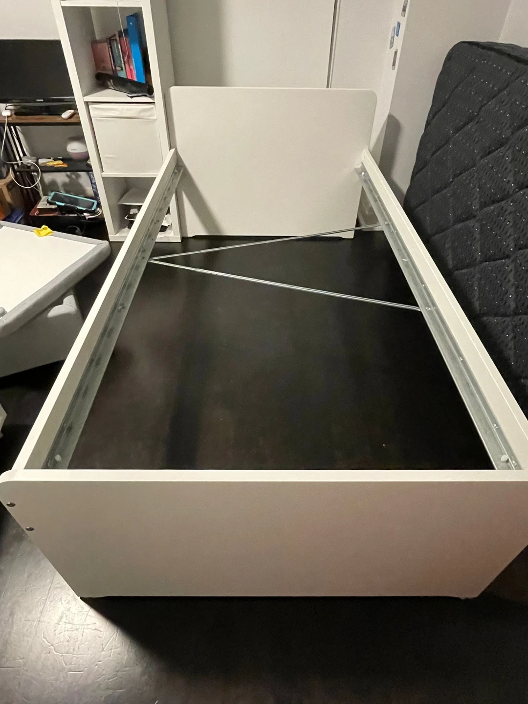 White Twin Bed with mattress and storage - photo 3