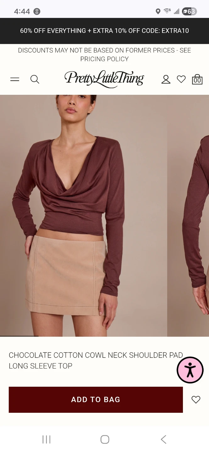 PrettyLittleThing Chocolate Cotton Cowl Neck Top - photo 3