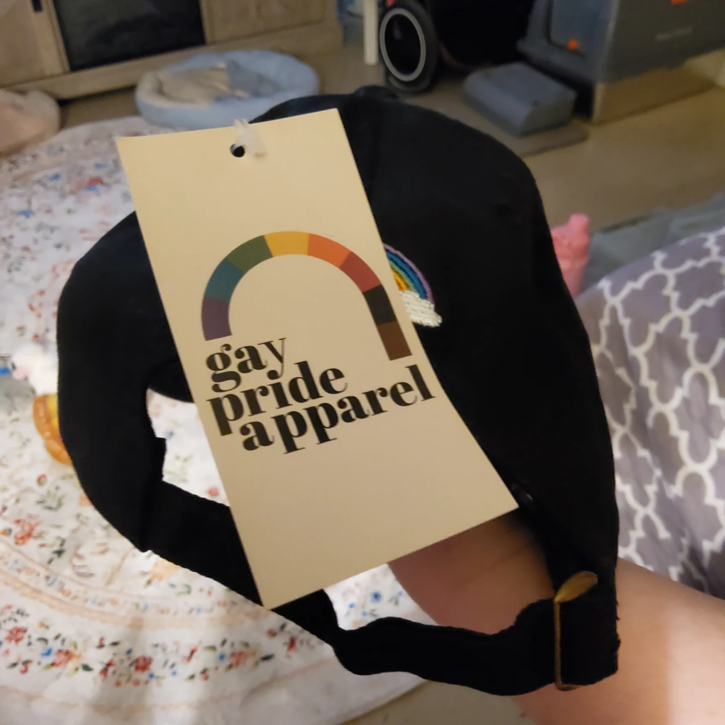 Gay Pride Apparel Black "Happy Pride" Embroidered Baseball Cap - photo 2