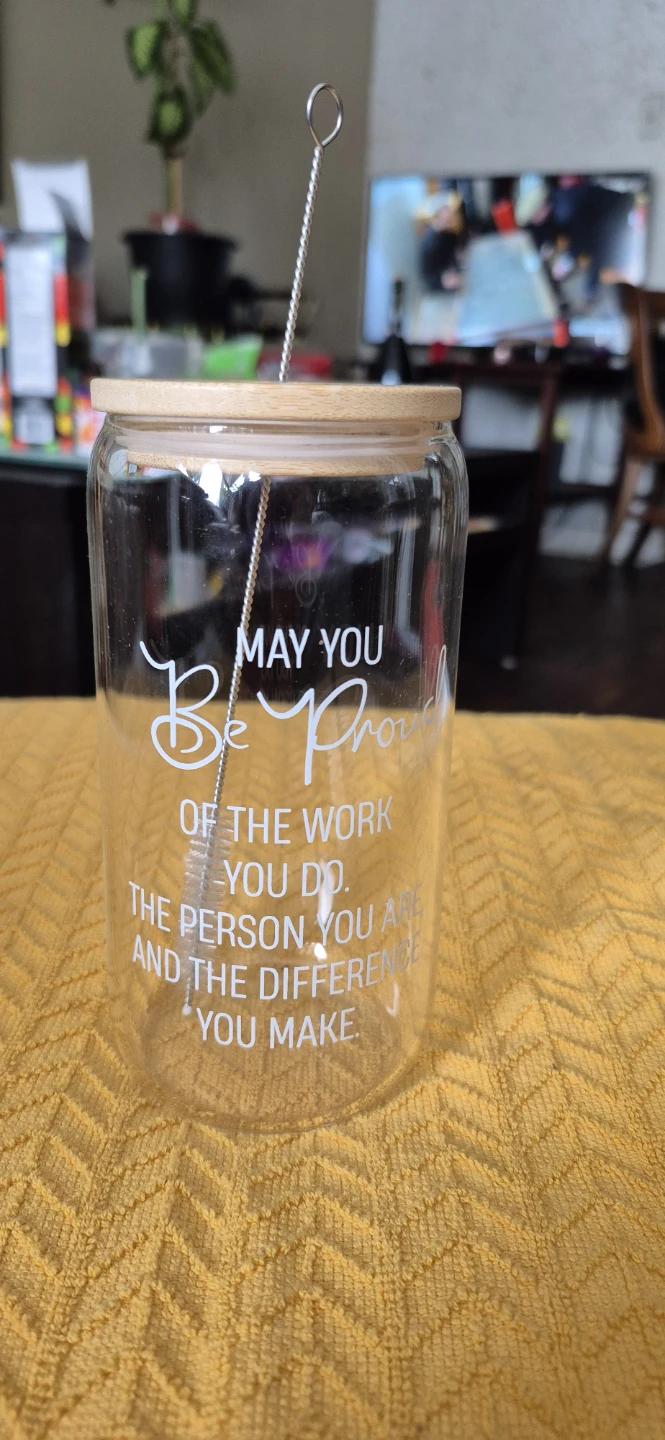 Glass Tumbler with Lid & Straw