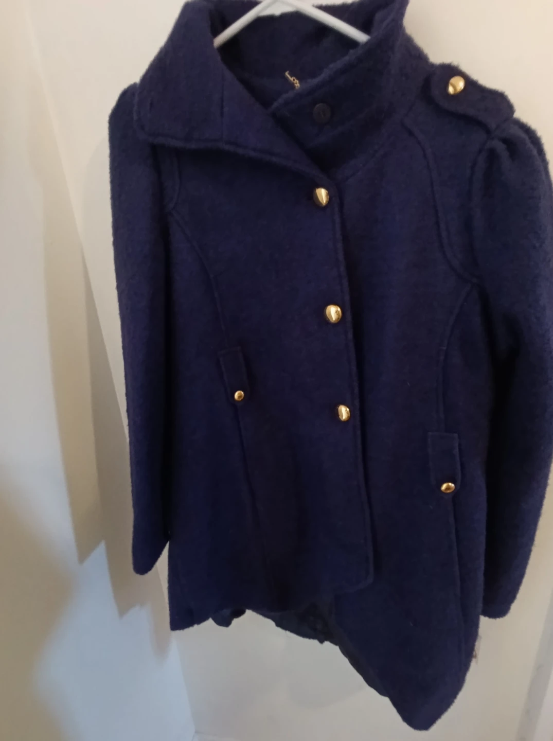 Brand new Bebe navy Coat with gold