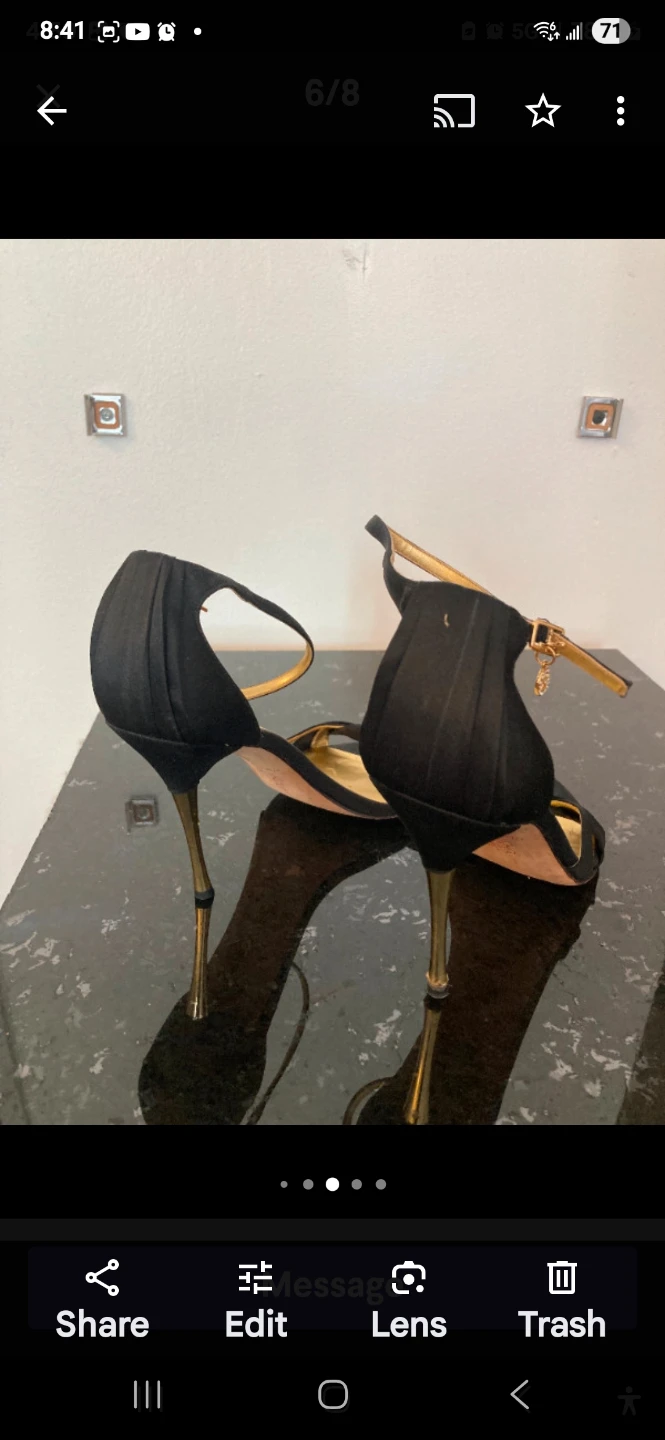 Guess Black Strappy Heels with Gold Bamboo Heel - photo 2
