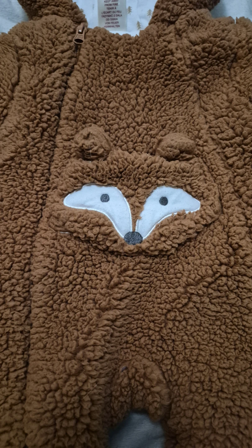 Baby Snowsuit - Brown Fox Design - 3/6M - photo 4