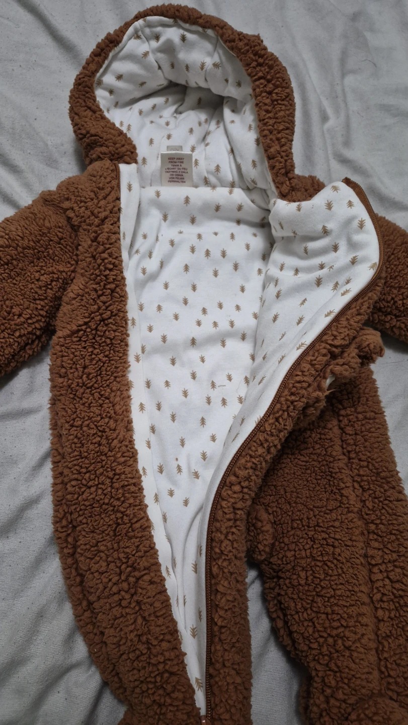 Baby Snowsuit - Brown Fox Design - 3/6M - photo 5