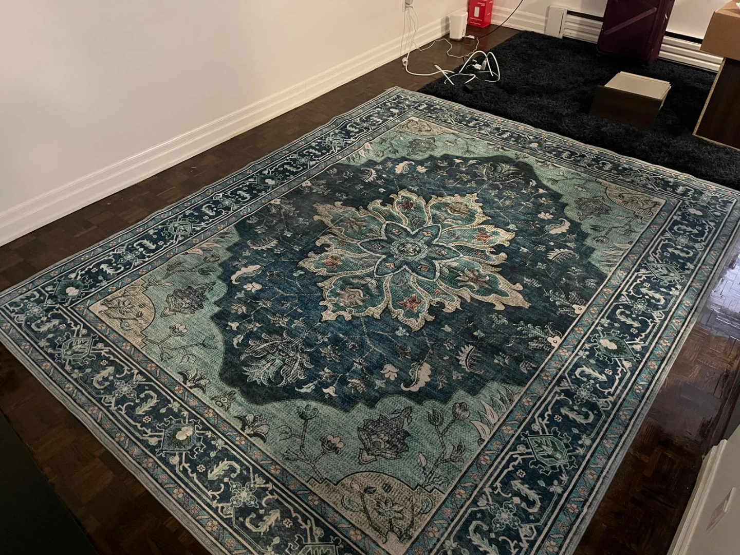 Area Rug - Blue & Green Floral Pattern