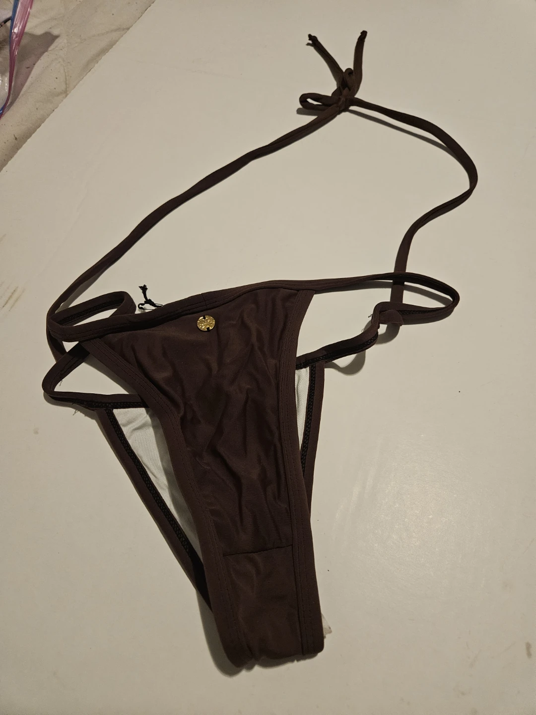 Asherah Swimwear Brown Thong - Size M