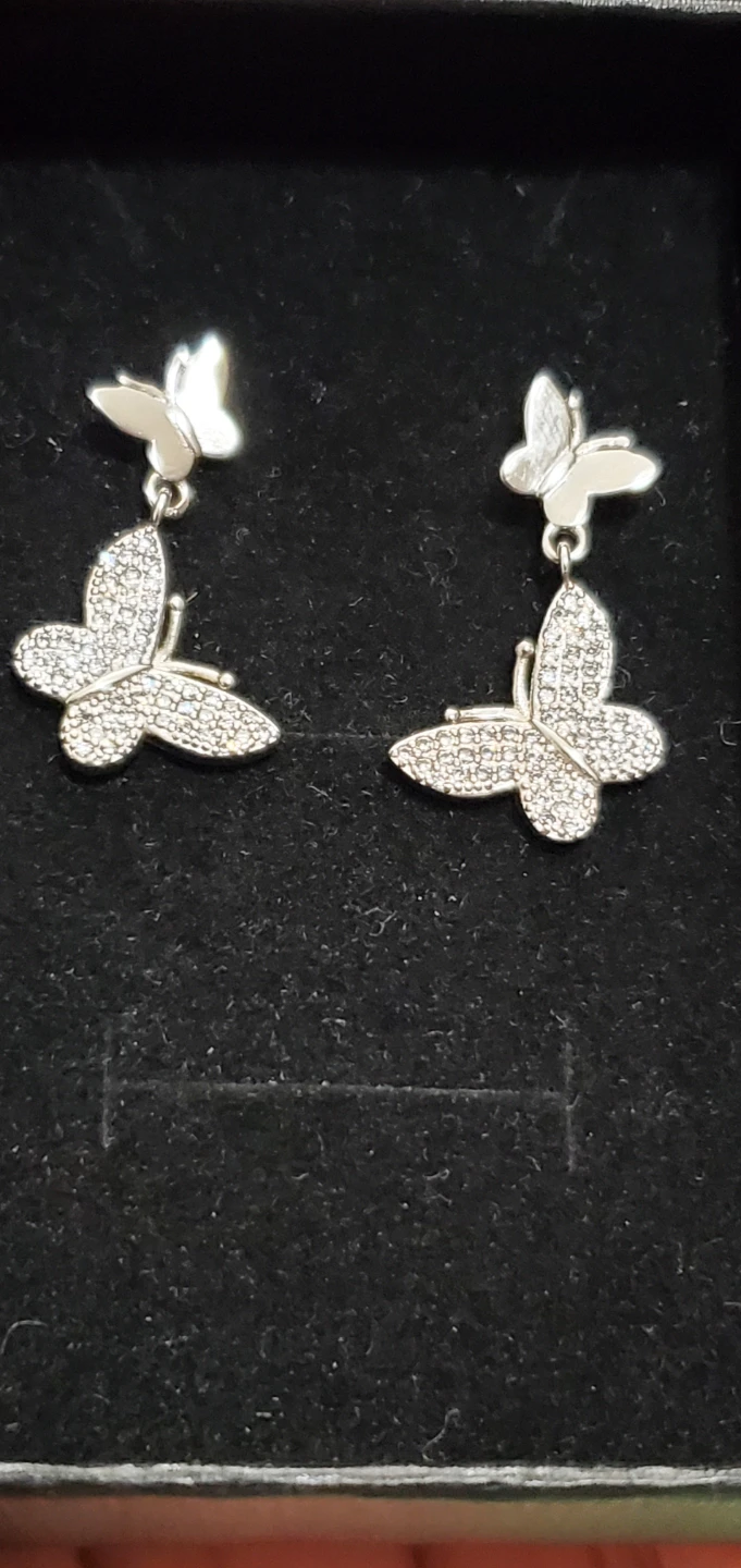 Butterfly 925 CZ Dangle Earrings - photo 2
