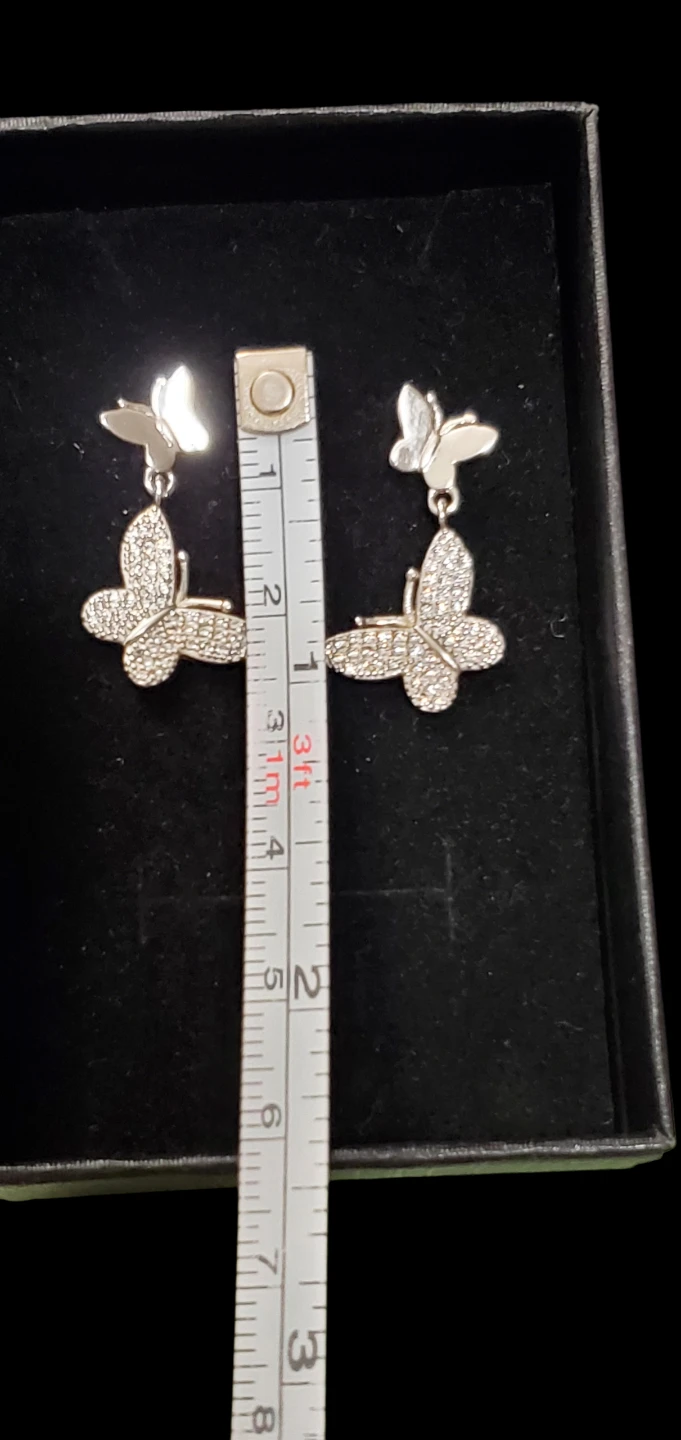 Butterfly 925 CZ Dangle Earrings - photo 4